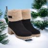 imageAOSPHIRAYLIAN Womens Winter Fur Lined Snow Boots for Women Mid Calf Round Toe Chunky Heel Resistant Warm Ankle Boots Comfy Suede Booties Pull On Shoes for WomenBlack