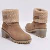 imageAOSPHIRAYLIAN Womens Winter Fur Lined Snow Boots for Women Mid Calf Round Toe Chunky Heel Resistant Warm Ankle Boots Comfy Suede Booties Pull On Shoes for WomenKhaki