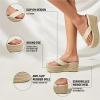 imageWomens Espadrilles Wedge Sandals Round Open Toe Non Slip Summer Dressy Beach Platform Sandals Comfy Flip Flops