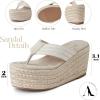 imageWomens Espadrilles Wedge Sandals Round Open Toe Non Slip Summer Dressy Beach Platform Sandals Comfy Flip Flops