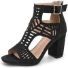 imageAOSPHIRAYLIAN Chunky Heeled Sandals for Womens Bohemian Cutout Open Toe Summer Block Heeled Party SandalsBlacker