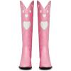 imageAOSPHIRAYLIAN Cowgirl Boots For Women Cute Heart Shape Cowboy Boots Fashion Womens Western Boots Pointed Toe Ladies Shoes Pull On Comfy Chunky Knee High BootsPink