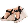 imageAOSPHIRAYLIAN Wedge Sandals for Women Dressy Summer Open Toe High Heel Ankle Strappy Platform Espadrilles Wedding Comfortable ShoesBlackgz