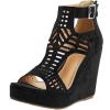 imageAOSPHIRAYLIAN Wedge Sandals for Women Open Toe Cutout Platform Bohemian Sandals High Heel Buckle Ankle Strap Comfy Summer SandalsBlack