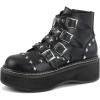 imageAOSPHIRAYLIAN Womens Ankle Boots Lace Up Zipper Punk Mid Heel Platform Gothic Combat Wedge Studded Boots