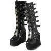 imageAOSPHIRAYLIAN Womens Goth Knee High Boots Wedge High Heel Motorcycle Punk Combat Platform Boots