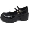 imageAOSPHIRAYLIAN Womens Mary Janes Shoes Round Toe Platform Ankle Strap Chunky Heel Black Uniform Dress Shoes