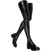 imageAOSPHIRAYLIAN Womens Over The Knee High Boots Chunky Heel Slip On Faux Leather Riding Surgical Stretch Thigh High BootsBlack