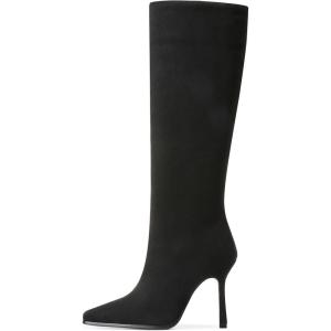 imageAOSPHIRAYLIAN Knee High Boots Women Tall Long High Boots Fashion Square Toe Knee Boots Side Zipper Trendy Dress Heeled Boots for WomenBlacksuede