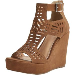 imageAOSPHIRAYLIAN Wedge Sandals for Women Open Toe Cutout Platform Bohemian Sandals High Heel Buckle Ankle Strap Comfy Summer SandalsBrown