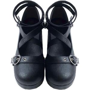imageAOSPHIRAYLIAN Womens Mary Jane Shoes Round Toe Buckle Ankle TStrap Goth Platform Pumps Oxford Shoes for WomenBblack Pufba