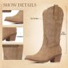 imageAOSPHIRAYLIAN Cowboy Boots for Women Retro Pointed Toe Pull On Block Chunky Heel Glitter Sparkly Metallic Embroidecamel Country Concert Outfits Calf Western Cowgirl BootsCamel