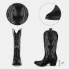 imageAOSPHIRAYLIAN Cowboy Boots for Women Retro Pointed Toe Pull On Block Chunky Heel Glitter Sparkly Metallic Embroidecamel Country Concert Outfits Calf Western Cowgirl BootsBlack
