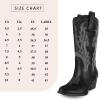 imageAOSPHIRAYLIAN Cowboy Boots for Women Retro Pointed Toe Pull On Block Chunky Heel Glitter Sparkly Metallic Embroidecamel Country Concert Outfits Calf Western Cowgirl BootsBlack