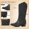 imageAOSPHIRAYLIAN Cowboy Boots for Women Retro Pointed Toe Pull On Block Chunky Heel Glitter Sparkly Metallic Embroidecamel Country Concert Outfits Calf Western Cowgirl BootsBlack Matte