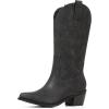 imageAOSPHIRAYLIAN Cowboy Boots for Women Retro Pointed Toe Pull On Block Chunky Heel Glitter Sparkly Metallic Embroidecamel Country Concert Outfits Calf Western Cowgirl BootsBlack Matte