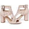 imageAOSPHIRAYLIAN Chunky Heeled Sandals for Womens Bohemian Cutout Open Toe Summer Block Heeled Party SandalsBeige