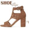 imageAOSPHIRAYLIAN Chunky Heeled Sandals for Womens Bohemian Cutout Open Toe Summer Block Heeled Party SandalsBrown