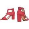 imageAOSPHIRAYLIAN Chunky Heeled Sandals for Womens Bohemian Cutout Open Toe Summer Block Heeled Party SandalsRed