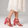 imageAOSPHIRAYLIAN Chunky Heeled Sandals for Womens Bohemian Cutout Open Toe Summer Block Heeled Party SandalsRed