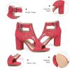 imageAOSPHIRAYLIAN Chunky Heeled Sandals for Womens Bohemian Cutout Open Toe Summer Block Heeled Party SandalsRed