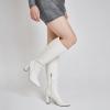 imageAOSPHIRAYLIAN Knee High Boots Chunky Heel Wide Calf Knee High Boots for Women Pointed Toe with Zipper Block Heel Fashion Dress Womens ShoesApricot