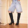 imageAOSPHIRAYLIAN Knee High Boots Chunky Heel Wide Calf Knee High Boots for Women Pointed Toe with Zipper Block Heel Fashion Dress Womens ShoesBlackmatte