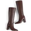 imageAOSPHIRAYLIAN Knee High Boots Chunky Heel Wide Calf Knee High Boots for Women Pointed Toe with Zipper Block Heel Fashion Dress Womens ShoesDarkbrown