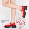 imageAOSPHIRAYLIAN Mary Janes Platform Mary Janes for Women Round Toe Dress Shoes for Women Ankle Strap Chunky Heel Uniform Womens PumpsRed