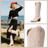 imageAOSPHIRAYLIAN Womens Knee High Boots for Women Pointed Toe Cowboy Cowgirl Boots with Embroidery Pull On Chunky Block High Heel Western BootsNude Pink