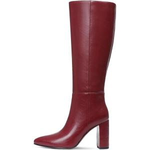 imageAOSPHIRAYLIAN Knee High Boots Chunky Heel Wide Calf Knee High Boots for Women Pointed Toe with Zipper Block Heel Fashion Dress Womens ShoesBurgundy