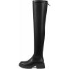 imageAOSPHIRAYLIAN Womens Over The Knee High Boots Chunky Heel Slip On Faux Leather Riding Surgical Stretch Thigh High BootsBlacklace Up
