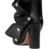 image:imageAOSPHIRAYLIAN Fold Over Boots for Women Knee High Calf Boots Pointed Toe Tall Leather Chunky Heel Fashion Dress Womens ShoesBlack