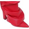 image:imageAOSPHIRAYLIAN Fold Over Boots for Women Knee High Calf Boots Pointed Toe Tall Leather Chunky Heel Fashion Dress Womens ShoesRed