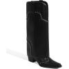image:imageAOSPHIRAYLIAN Shark Boots for Women Fold Over Knee High Snip Toe Cowboy Boots Chunky Heel Studded Pull On Classic Fashion Party Dress Cowgirl BootBlack