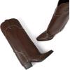 image:imageAOSPHIRAYLIAN Shark Boots for Women Fold Over Knee High Snip Toe Cowboy Boots Chunky Heel Studded Pull On Classic Fashion Party Dress Cowgirl BootBrown