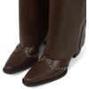 image:imageAOSPHIRAYLIAN Shark Boots for Women Fold Over Knee High Snip Toe Cowboy Boots Chunky Heel Studded Pull On Classic Fashion Party Dress Cowgirl BootBrown