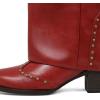 image:imageAOSPHIRAYLIAN Shark Boots for Women Fold Over Knee High Snip Toe Cowboy Boots Chunky Heel Studded Pull On Classic Fashion Party Dress Cowgirl BootRed