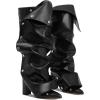 image:imageAOSPHIRAYLIAN Fold Over Boots for Women Knee High Calf Boots Pointed Toe Tall Leather Chunky Heel Fashion Dress Womens ShoesBlack