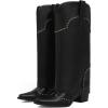 image:imageAOSPHIRAYLIAN Shark Boots for Women Fold Over Knee High Snip Toe Cowboy Boots Chunky Heel Studded Pull On Classic Fashion Party Dress Cowgirl BootBlack