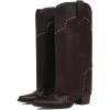 image:imageAOSPHIRAYLIAN Shark Boots for Women Fold Over Knee High Snip Toe Cowboy Boots Chunky Heel Studded Pull On Classic Fashion Party Dress Cowgirl BootChocolate