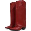 image:imageAOSPHIRAYLIAN Shark Boots for Women Fold Over Knee High Snip Toe Cowboy Boots Chunky Heel Studded Pull On Classic Fashion Party Dress Cowgirl BootRed