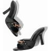 image:imageAOSPHIRAYLIAN High Heels Mules for Women Open Toe Slip on Stiletto Heels for Women Round Toe Heeled Mule Sandals Comfortable Peep Toe Sandals Women Wedding Party Summer Dress ShoesBlack