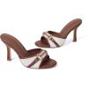 image:imageAOSPHIRAYLIAN High Heels Mules for Women Open Toe Slip on Stiletto Heels for Women Round Toe Heeled Mule Sandals Comfortable Peep Toe Sandals Women Wedding Party Summer Dress ShoesBrown